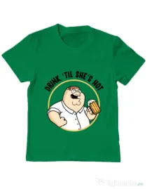 Tricou ADLER copil Drink til she is hot Verde mediu