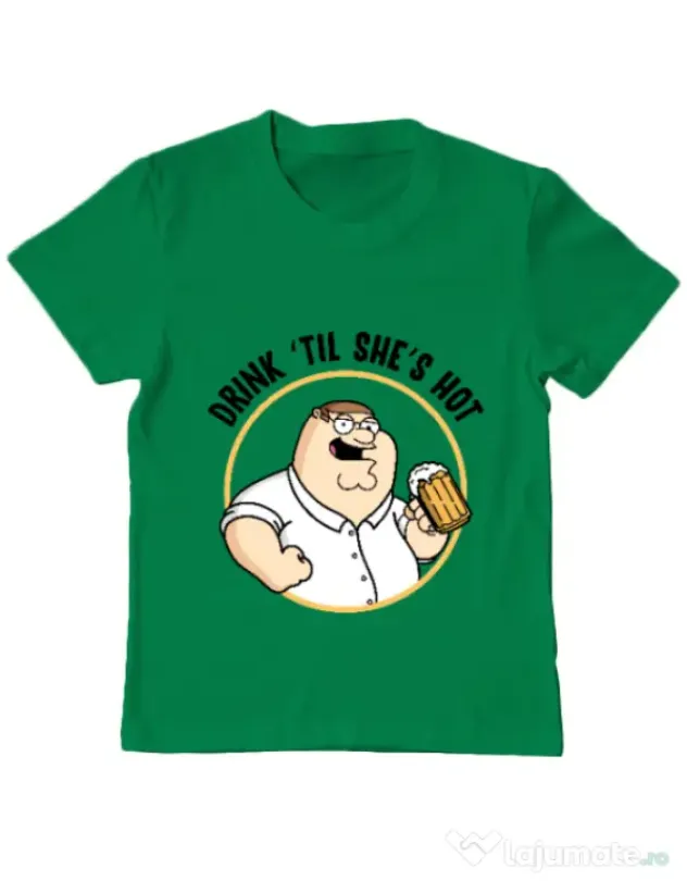Tricou ADLER copil Drink til she is hot Verde mediu