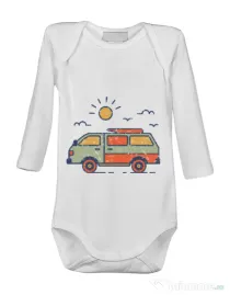 Baby body Retro travel van Alb