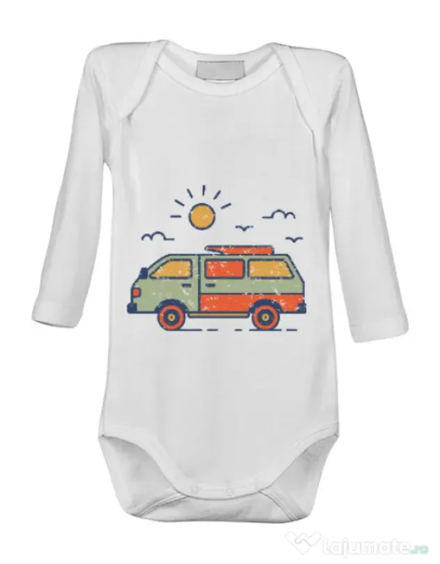 Baby body Retro travel van Alb