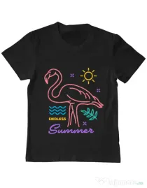 Tricou ADLER copil Flamingo endless summer Negru