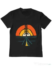 Tricou ADLER copil Camp and sunset Negru