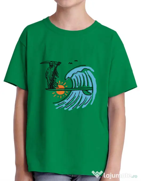 Tricou ADLER copil Grim surfer Verde mediu