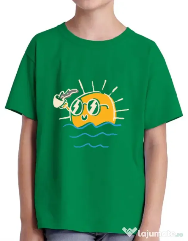 Tricou ADLER copil Morning and coffee Verde mediu