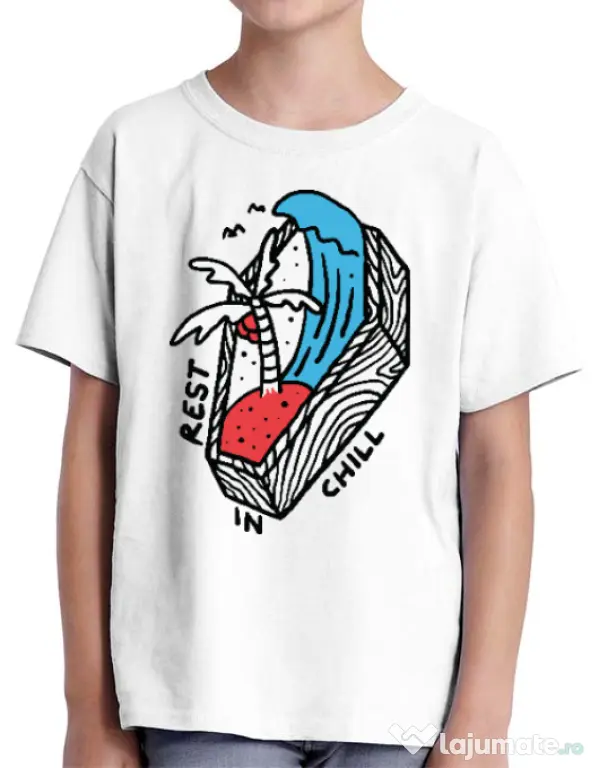 Tricou ADLER copil Rest in chill Alb