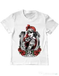 Tricou ADLER copil Lady luck Alb