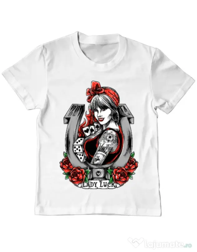 Tricou ADLER copil Lady luck Alb