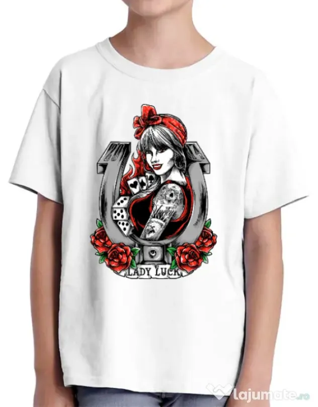 Tricou ADLER copil Lady luck Alb