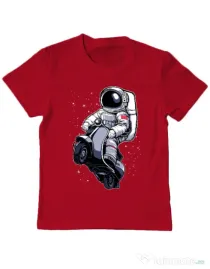 Tricou ADLER copil Astronaut scooter Rosu