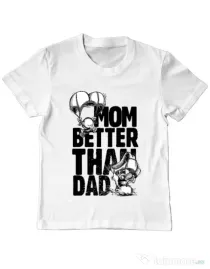 Tricou ADLER copil Mom better than dad Alb