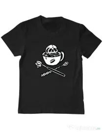 Tricou ADLER copil Death before decaf Negru