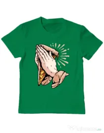 Tricou ADLER copil Pray for pizza Verde mediu