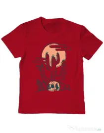Tricou ADLER copil Skull and Cactus Rosu