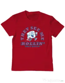 Tricou ADLER copil They see me rollin Rosu