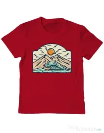 Tricou ADLER copil Mountain and wave Rosu