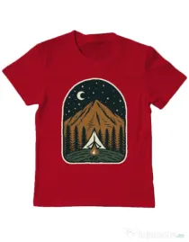 Tricou ADLER copil Camp mountain night Rosu