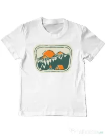 Tricou ADLER copil Camping badge Alb