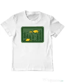 Tricou ADLER copil Camping 2 Alb