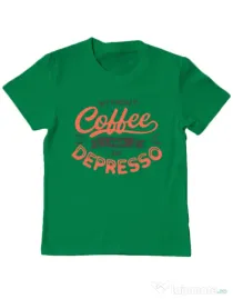 Tricou ADLER copil Without coffee Verde mediu