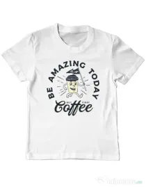 Tricou ADLER copil Amazing coffee Alb