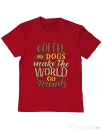 Tricou personalizat copil Coffee and dogs Rosu