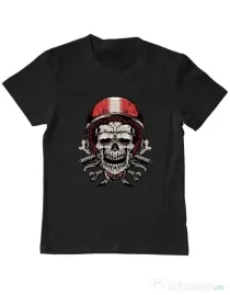 Tricou personalizat copil Skull Biker Negru