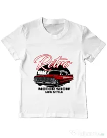 Tricou personalizat copil retro motorshow Alb