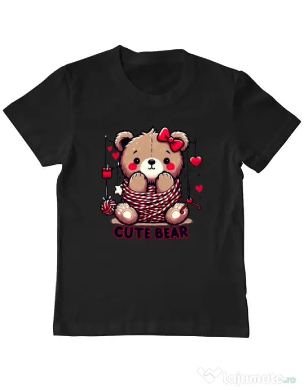 Tricou personalizat copil CUTE BEAR 1 Negru