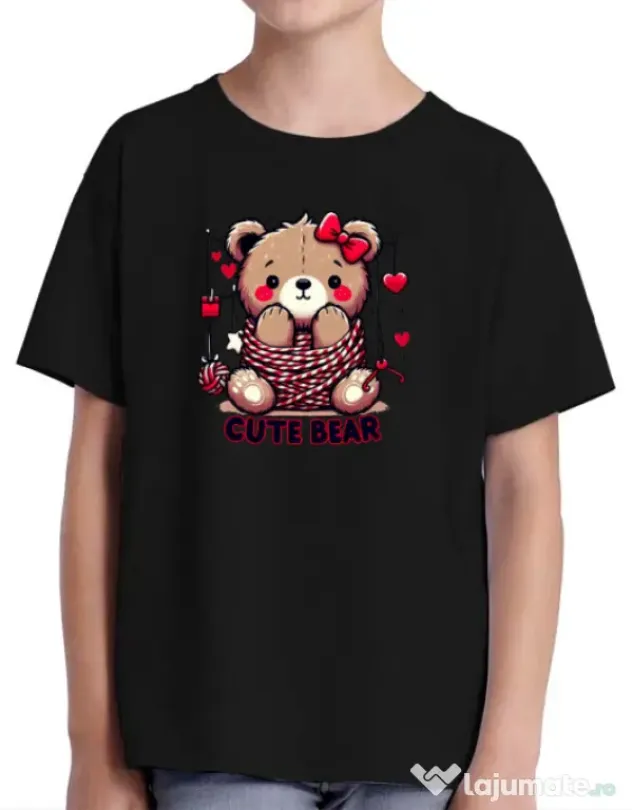 Tricou personalizat copil CUTE BEAR 1 Negru