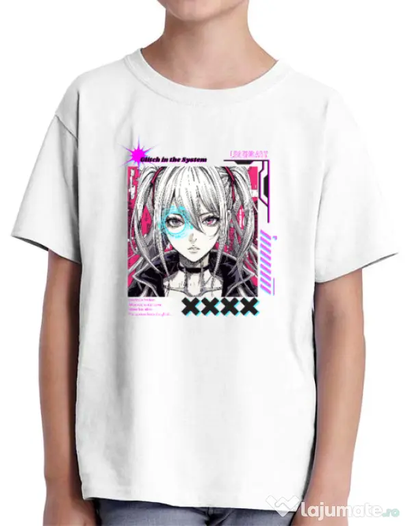 Tricou personalizat copil GLITCH IN THE SYSTEM Alb