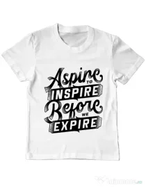 Tricou ADLER copil Aspire To Inspire Before We Expire Alb