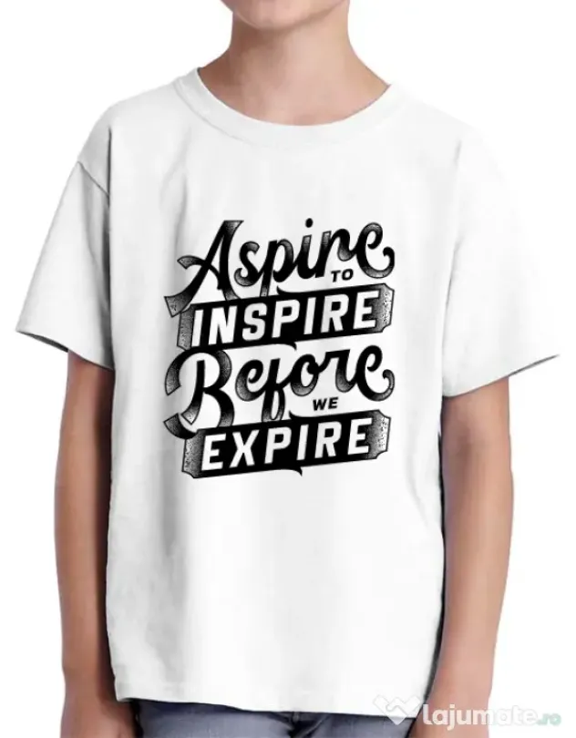 Tricou ADLER copil Aspire To Inspire Before We Expire Alb