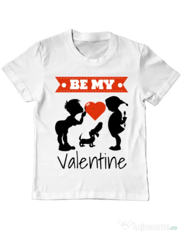 Tricou ADLER copil Be my valentine Alb