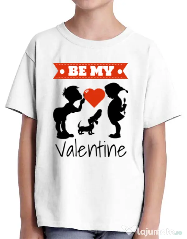 Tricou ADLER copil Be my valentine Alb