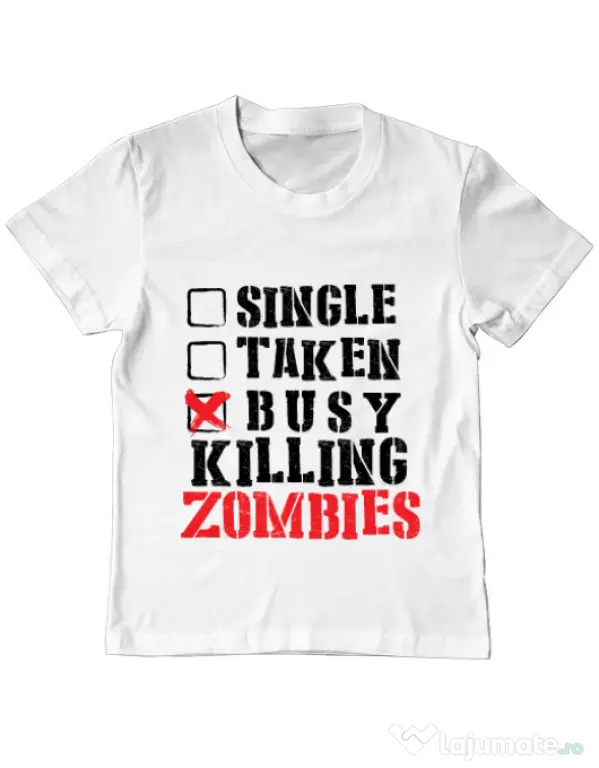 Tricou ADLER copil Busy killing zombies Alb