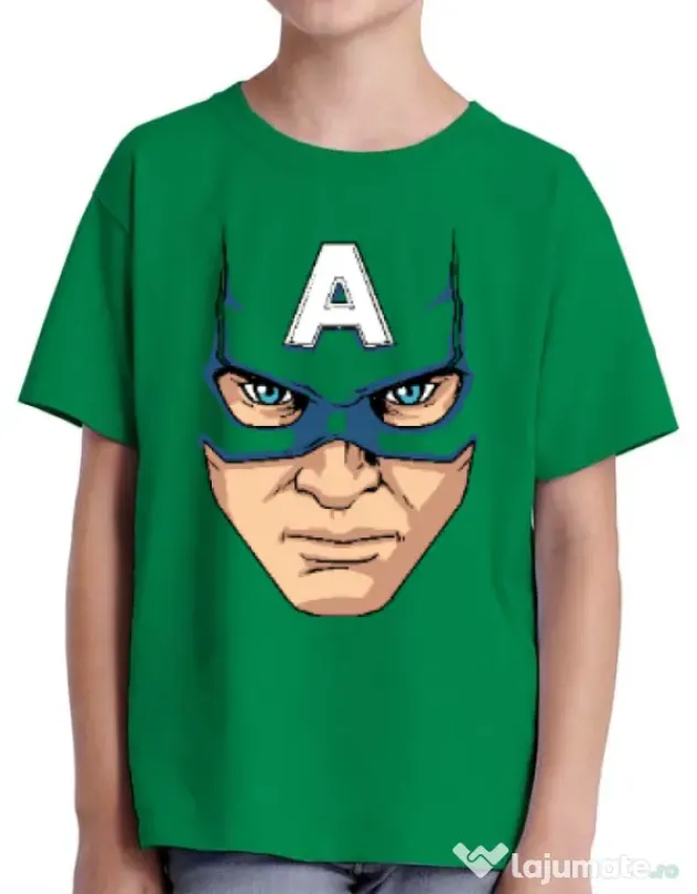 Tricou ADLER copil Captain America Mask Verde mediu