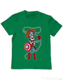 Tricou ADLER copil Captain Woody Verde mediu