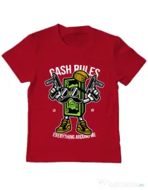 Tricou ADLER copil Cash rules Rosu