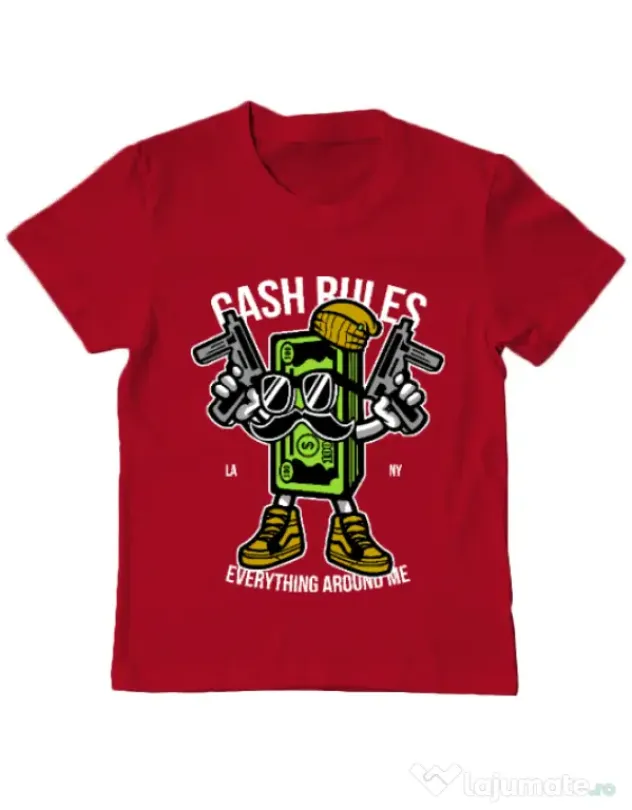 Tricou ADLER copil Cash rules Rosu