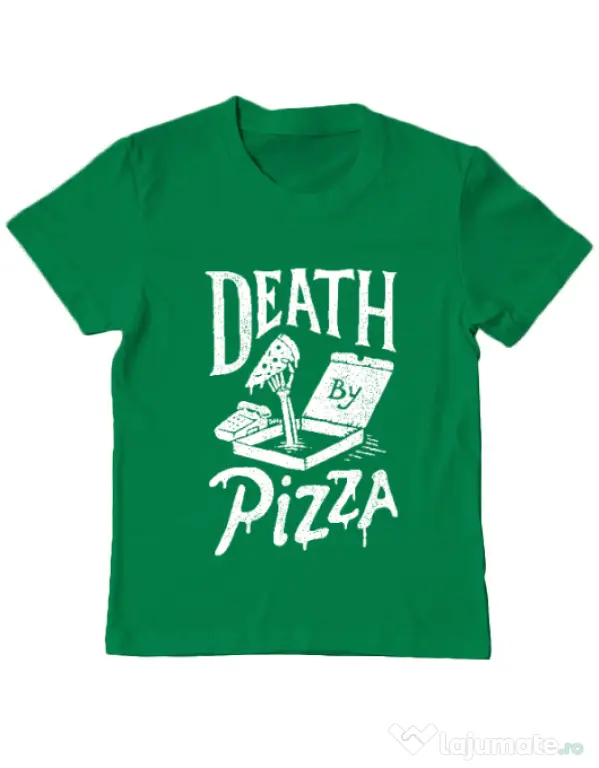 Tricou ADLER copil Death By Pizza Verde mediu