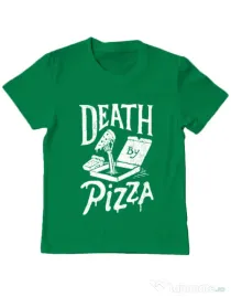 Tricou ADLER copil Death By Pizza Verde mediu