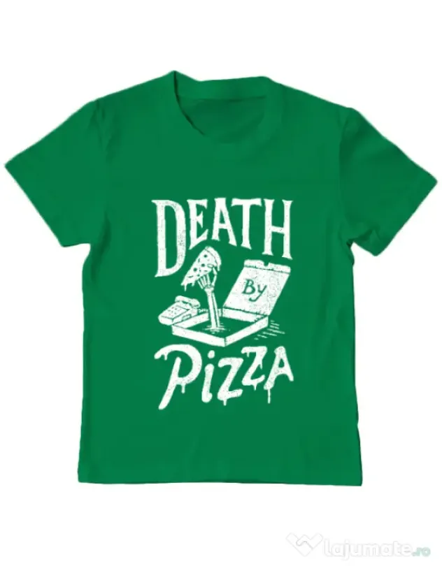 Tricou ADLER copil Death By Pizza Verde mediu