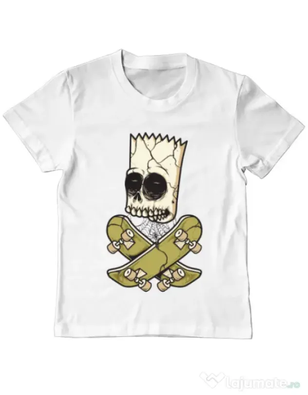 Tricou ADLER copil Death of Skateboarder Alb