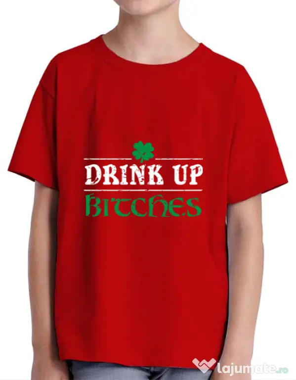 Tricou ADLER copil Drink up bitches Rosu