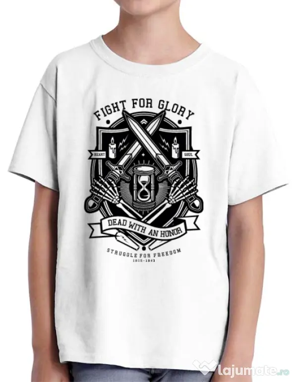 Tricou ADLER copil Fight For Glory Alb