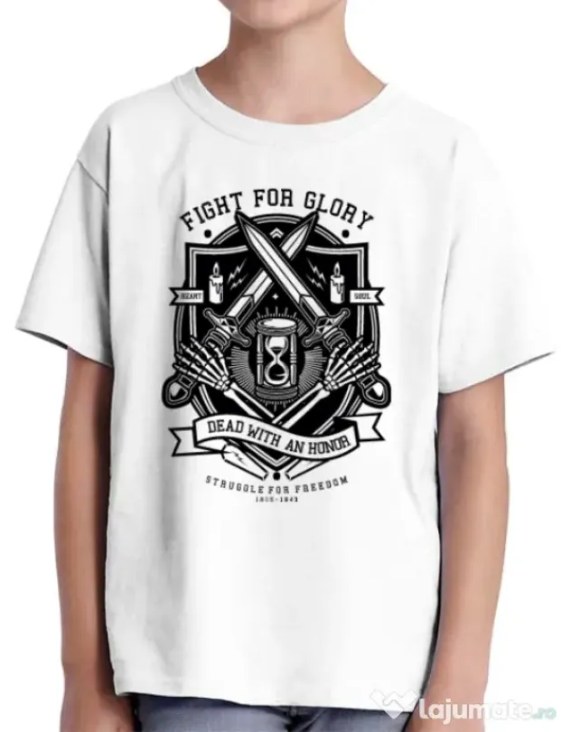 Tricou ADLER copil Fight For Glory Alb