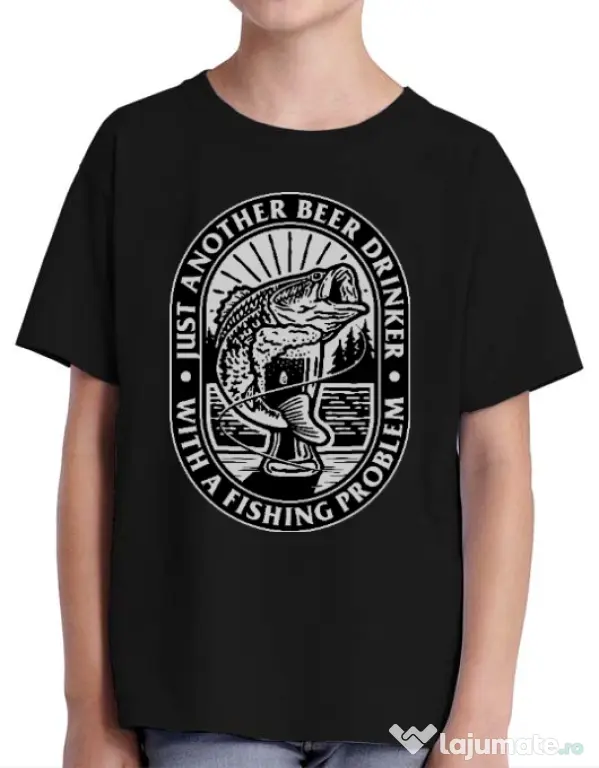 Tricou ADLER copil Fishing problem Negru
