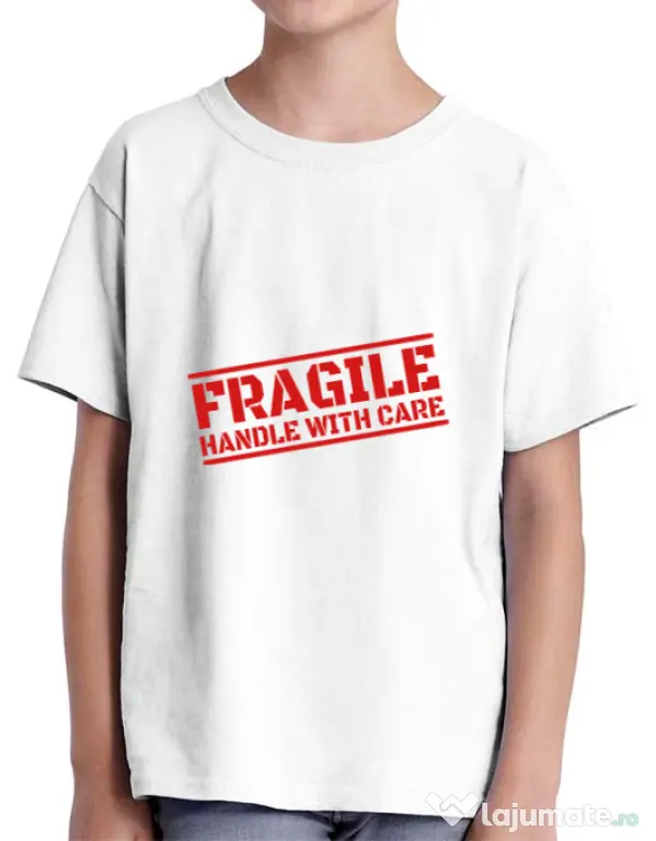 Tricou ADLER copil Fragile Alb