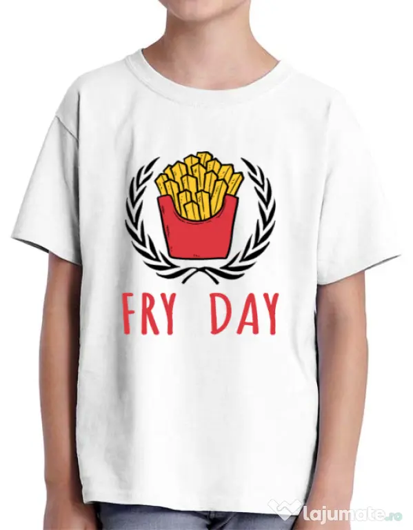 Tricou ADLER copil Fry Day Alb