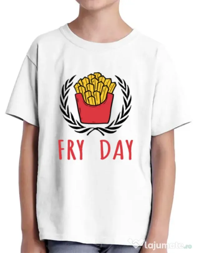 Tricou ADLER copil Fry Day Alb